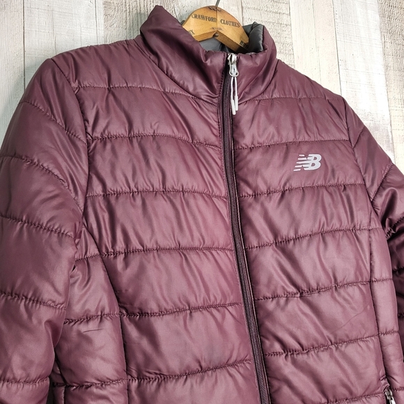 New Balance Women's Puffer Jacket - Burgundy - Picture 3 of 12